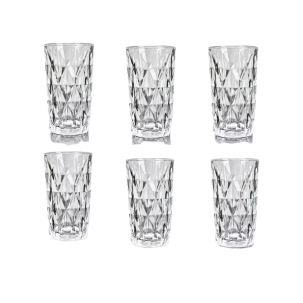 Conjunto com 6 copos de vidro diamond 260 ml