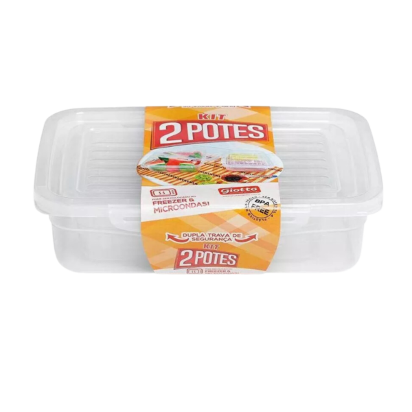 Kit 2 Potes Baixos 1,1 L / 2,25 L Tampa Com Tarava Giotto