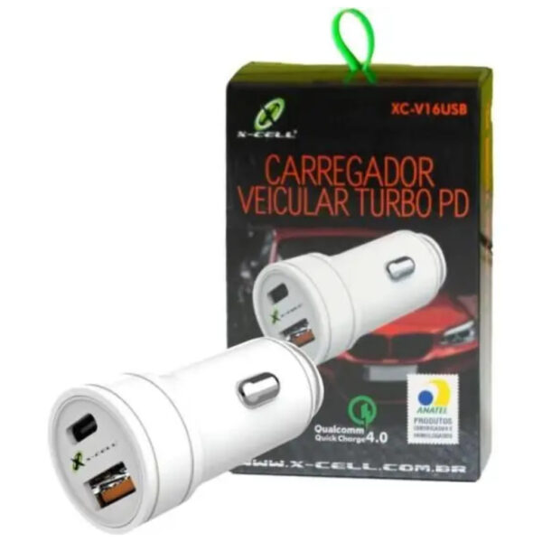 CARREGADOR VEICULAR 30W 2.4A X-CELL XC-V16USB
